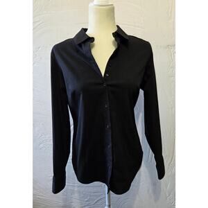 Time & Tru Woman's Black Button Down Casual Dress Shirt Size Small